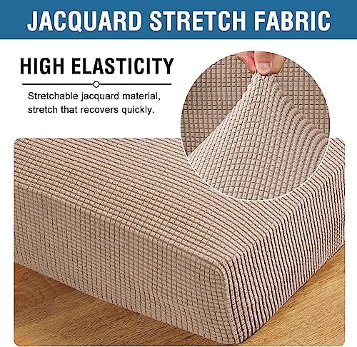 H.VERSAILTEX Super Stretch Individual Seat Cushion Covers Sofa Covers Couch Cushion Covers Slipcover Sets Thick Jacquard Textured Twill Fabric (1 Piece Sofa Cushion Cover, Sand) - Image 4