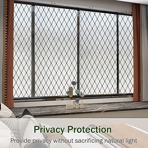 VELIMAX Frosted Black Lattice Window Film Static Cling Window Privacy Films Decorative Glass Vinyl Film for Windows Removable Sun Blocking Anti-UV 29.5x157.4 inches - Image 5