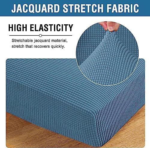 H.VERSAILTEX Super Stretch Individual Seat Cushion Covers Sofa Covers Couch Cushion Covers Slipcover Sets Thick Jacquard Textured Twill Fabric (1 Piece Chair Cushion Cover, Dusty Blue) - Image 4