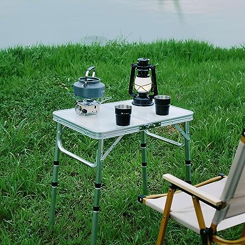 Folding Camping Table, Adjustable Height Portable Picnic Table, 24"x 16" - Image 2