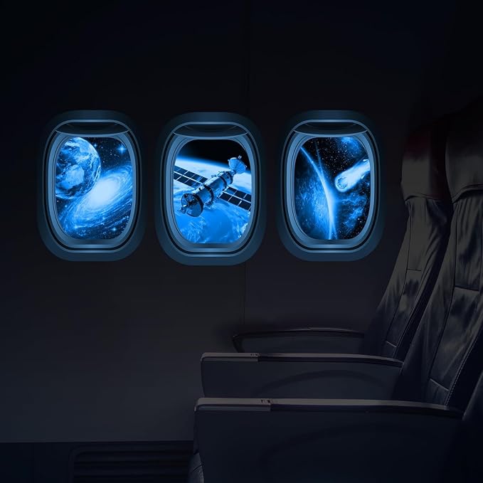 Quanhaigou Glow in The Dark 3D Space Wall Decals, Set of 3 Galaxy Window Stickers for Wall,Planet Themed Room Decor for Kids Boys - Image 2