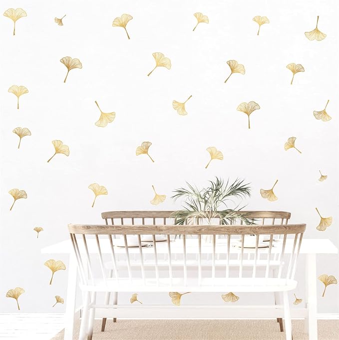 Golden Leaves Wall Decals Peel and Stick Art Mural Stickers for Living Room | Golden wall stickers, removable vinyl art, nordic plant decor, for living room bedroom bathroom kitchen farmhouse home decor - Image 8