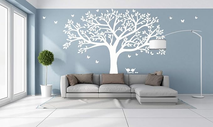 Giant Family Photo Tree Wall Decal Tree Wall Stickers Vinyl Mural Art for Home Decor Room Decor (White A) - Image 3