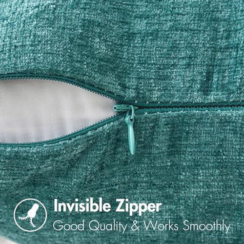 MIULEE Soft Chenille Throw Pillow Covers Teal 18x18 Inch Pack of 2 - Image 3