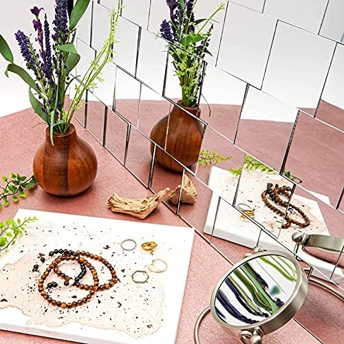 Bright Creations Mirror Art Tiles - 3 in, Silver, 50 Pack - Adhesive Mirror Mosaic Tiles for DIY Crafts & Stick-On Wall Decor - Image 2