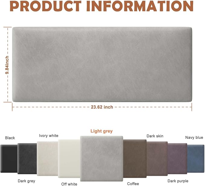 IFNOW Wall Mounted Headboard, Peel and Stick Panels, Light Grey, Queen | Upholstered 3D Soundproof Acoustic Panels, Reusable and Removable, Padded Leather Bed Headboard, 9 Panels, 9.84" x 23.62" - Image 2