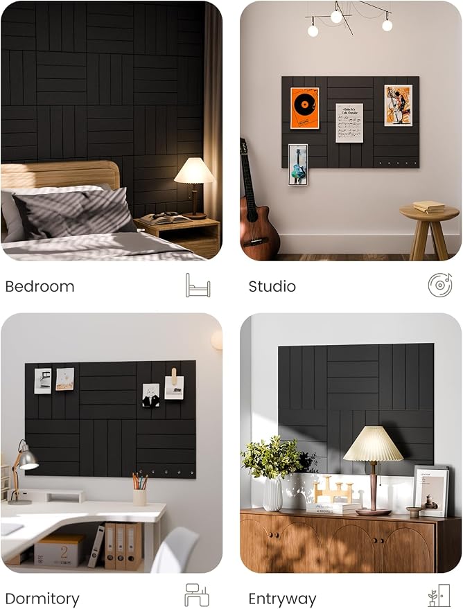 Fluxynara 36" x 24" Large Felt Bulletin Board, Black | 6 Pack Cork Board Alternative with 30 Safe Adhesive Tabs, Pin Boards for Wall Decor, Home, Office, Classroom,Dorm - Image 7
