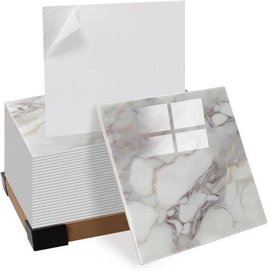 20pcs Peel and Stick Shower Tile Waterproof Marble Tiles Wall Panels 11.8"X11.8" Self-Adhesive Backsplash for Home Bathroom Kitchen Showers (Not Real Tile) by GRITHOME