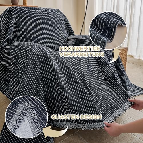 MYSKY HOME Oversized Armchair Couch Cover for 1 Cushion Couch, Washable Sofa Protector, Chair Couch Covers Sofa Covers Sofa Throws Sofa Slipcovers Futon Cover for Pet, Kid, 71"X91", Navy - Image 3