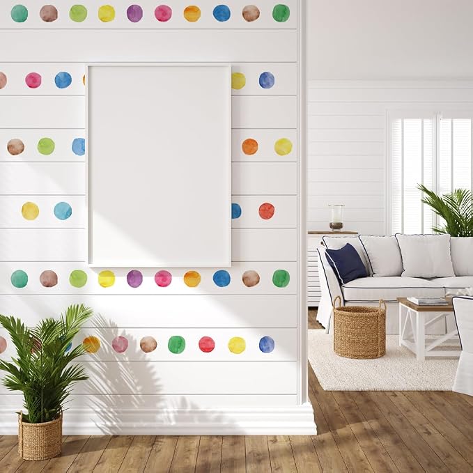 Rainbow Polka Dot Wall Stickers Peel and Stick Decals 6 Sheets | Peel & stick, no residue, watercolor, nursery kids room bedroom playroom classroom decor, DIY craft, safe non-toxic material - Image 2
