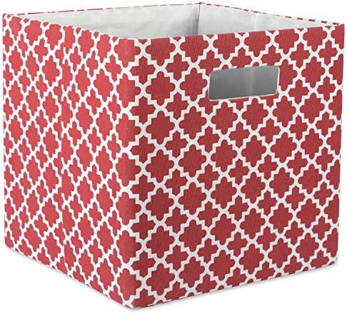 DII Hard Sided Collapsible Fabric Storage Container for Nursery, Offices, & Home Organization, (13x13x13) - Lattice Rust by DII