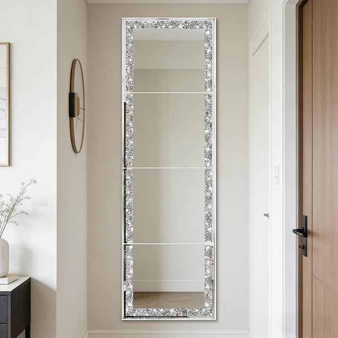 ZOLAPI Glamorous Crystal Crush Diamond Design – Adorned with Sparkling Crushed Diamond Trim Along the Edges, This Frameless Mirror adds a Touch of Luxury and Elegance to Any Space(11x14 inch 4pcs) - Image 5
