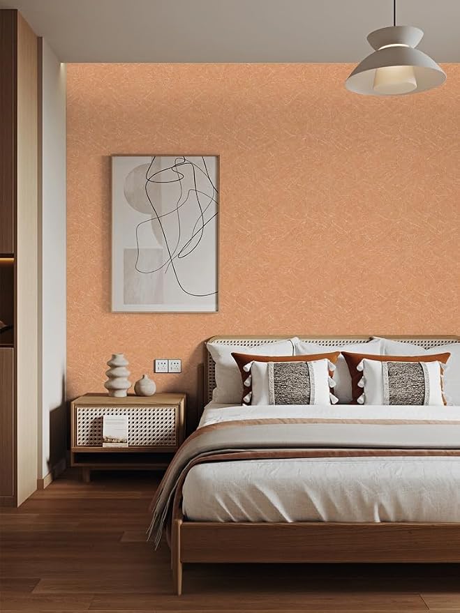 Cream Peel and Stick Self Adhesive Wallpaper Countertop Contact Paper | Orange Removable Embossed Silk Waterproof Bathroom Wallpaper 15.7" X 393.7" Kitchen Vinyl Wrap for Cabinet Shelf Liner Paper - Image 6