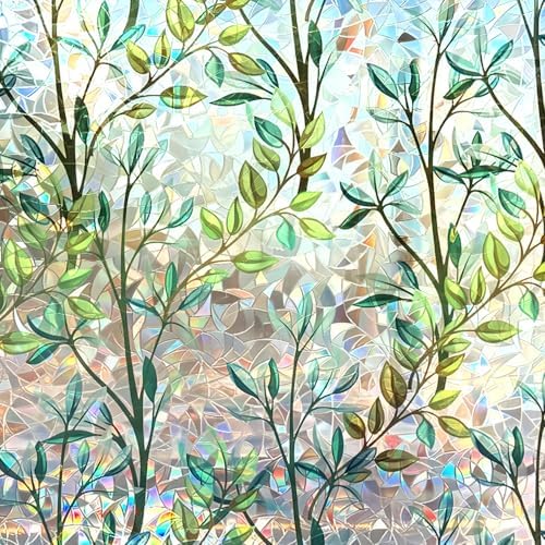 Stained Window Privacy Film, Rainbow Glass Cling, Green, 29.5" x 78.7" by Unknown