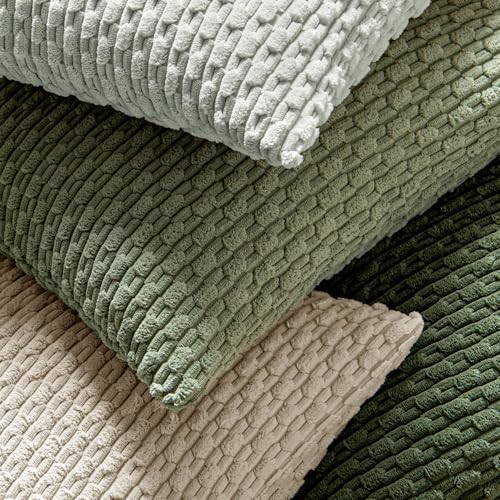 MIULEE Decorative Throw Pillow Covers 20x20 Sage Green Textured Corduroy - Image 5