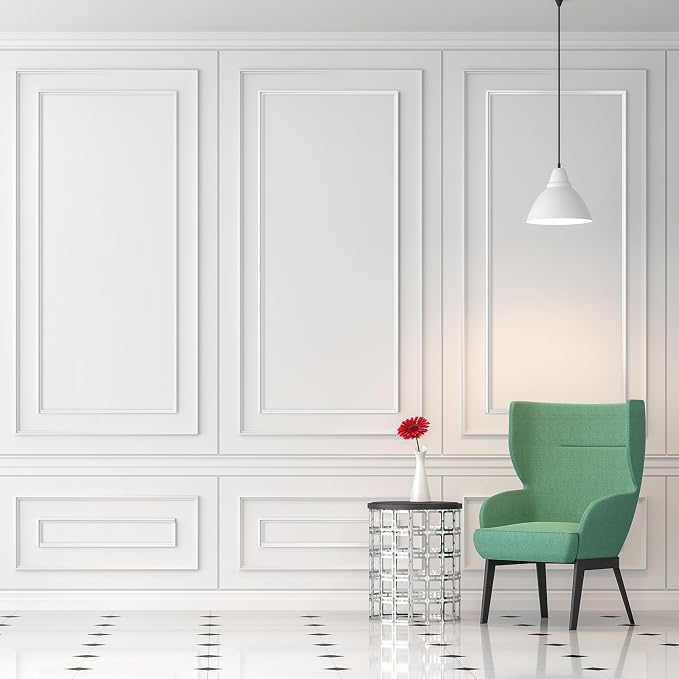 Pangda 6 Set Peel and Stick Wall Molding Kit Inner and Outer Layer Style Premade Wainscoting Panel for Interior Wall Moulding Decor Accent Wall Molding (31x54inch) | Premade, Wainscoting Accent Panel, Wall Moulding Kit, 3D, for Interior and Outer Layer... - Image 2