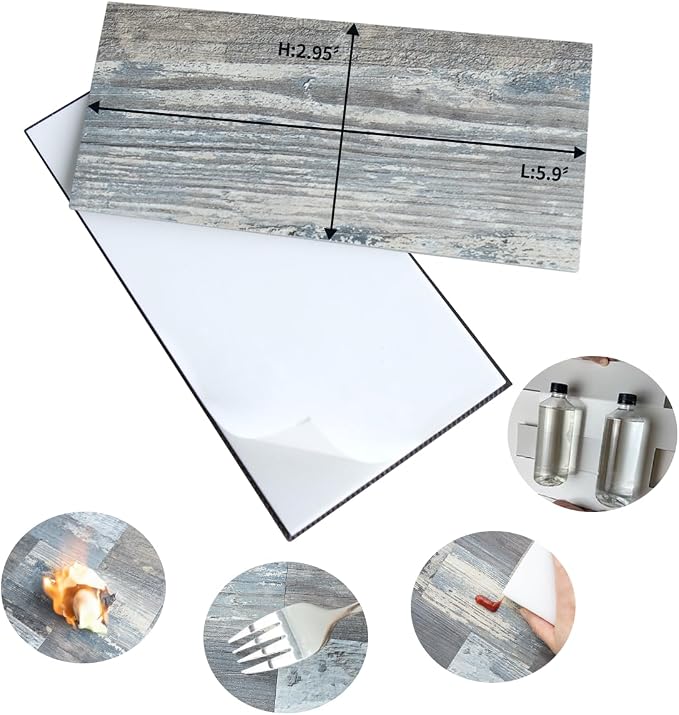 AULIGET 100-Piece Subway Tiles Peel and Stick Backsplash PVC Tile, 3" x 6" Vintage Wood Stick on Tiles for Backsplash Kitchen, Bathroom, Laundry Room, Camper, Fireplace - Image 5