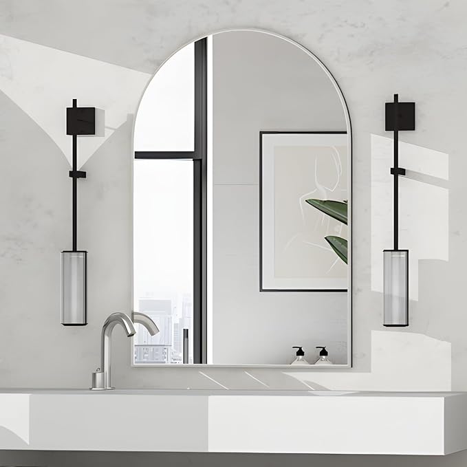 Arched Wall Mirror for Bathroom, 20"x30" Arched Mirror Wall Mounted Mirror with Metal Frame, Sliver Vanity Mirror Decor for Mantle, Bedroom, Entryway, Living Room - Image 2