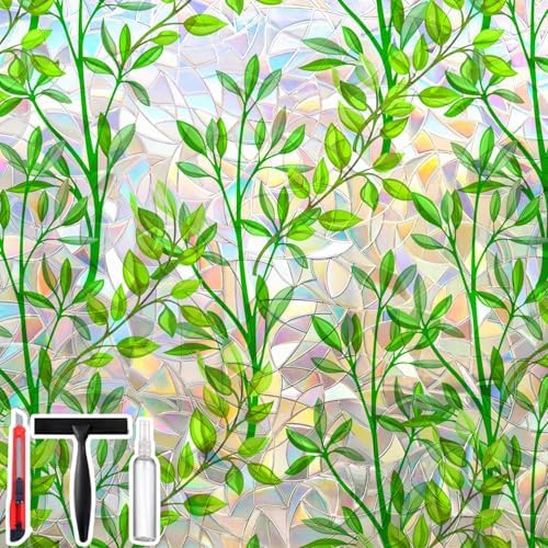 Leafy Rainbow Window Privacy Film, Stained Glass Cling, 23.6" * 78.7 " by Unknown