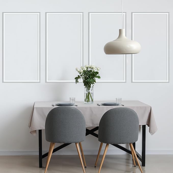 Colingmill Accent Wall Molding Kit Premade Panel,6set,12x24in | Wainscoting Panels, Peel and Stick, Wall Moulding, 3D, White, Pre Cut Picture Frame Trim, for Walls Home Decoration - Image 7