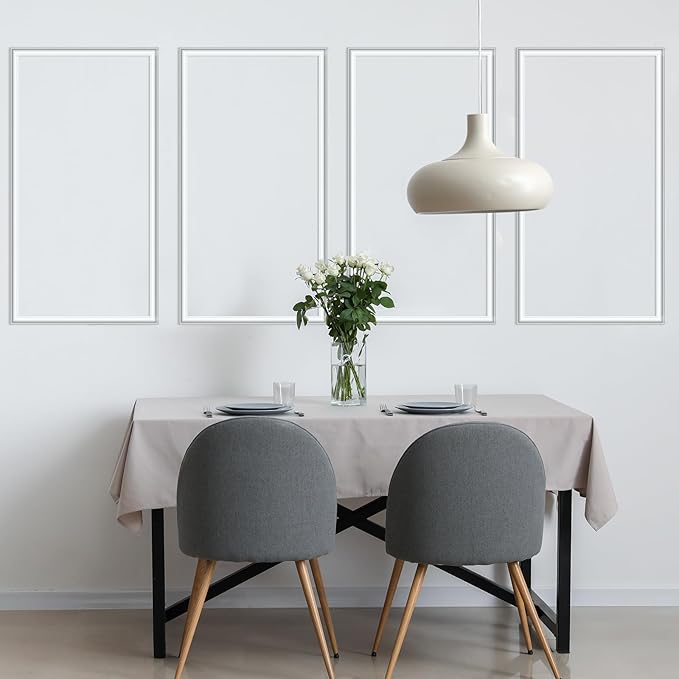 Colingmill Accent Wall Molding Kit Premade Panel,3set,12x24in | Wainscoting Panels, Peel and Stick, Wall Moulding, 3D, White, Pre Cut Picture Frame Trim, for Walls Home Decoration - Image 4