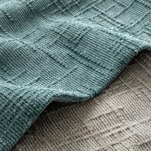 MIULEE Chenille Textured Throw Pillow Covers Teal 18x18 Set of 2 - Image 2