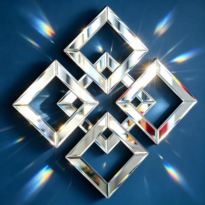 QMDECOR Silver Mirrored Wall Decor 16x16” Decorative Mirror Modern Fashion DIY Wall-Mounted Mirrors Square Design Gorgeous Glam Accent Decor Vintage Decor Chic Mirror for Room Decor Home Decor - Image 5
