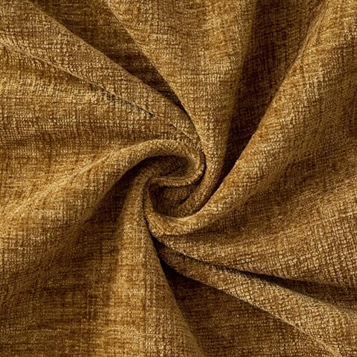 MIULEE Soft Chenille Throw Pillow Covers Mustard 16x16 Inch Pack of 2 - Image 2