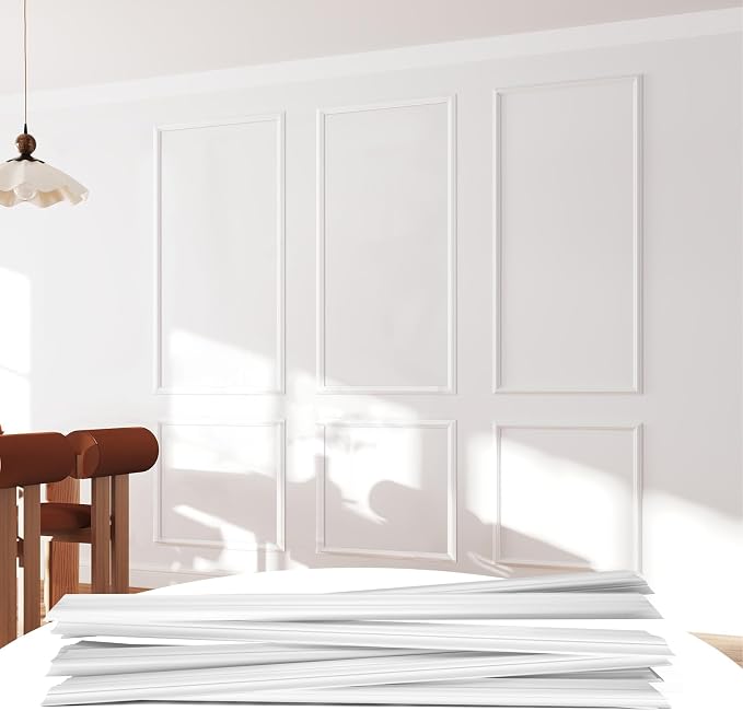 Peel and Stick Premade Wall Molding Kit, 3 Set Wainscoting | Ready-to-assemble panels, molding trim, interior wall decor, accent walls for living room bedroom corridor by JSIWOTH