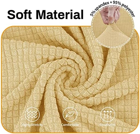 Asnomy Stretch Couch Covers Washable,loveseat Cover Slipcovers,Champagne - Image 3