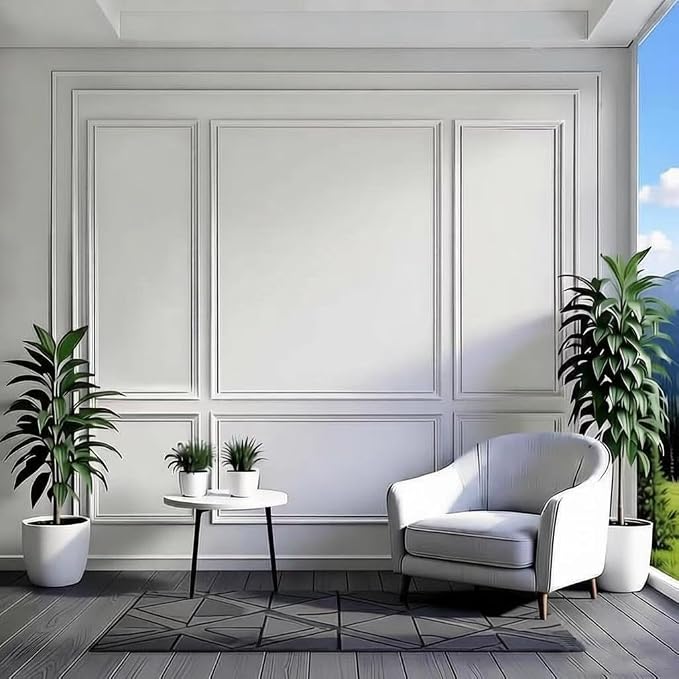 NeatiEase Peel and Stick Wall Molding Kit 6-Frame Pre-Made, Ready-to-Assemble Wall Moulding Panel Frame, Self-Adhesive Wainscoting Panels Wall Trim for Interior Walls Home Decor (60"x48",60"x24") - Image 6