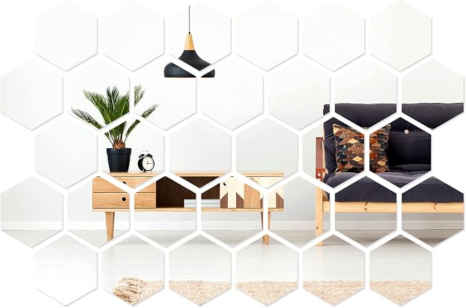 Shappy 32 Pcs Hexagon Mirror Wall Stickers, 12.6 x 11 x 6.3 cm by Shappy