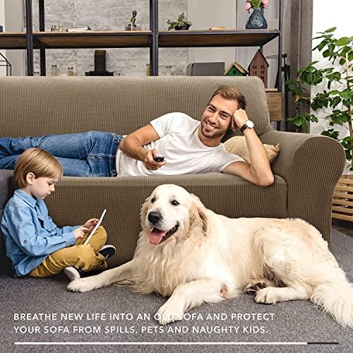 ZNSAYOTX Stretch Oversized Couch Cover Universal Sofa Covers for Living Room Dogs Pet Furniture Protector Spandex Extra Large Sofa Slipcovers with Anti Slip Foam Sticks (Brown, XL Sofa) - Image 2