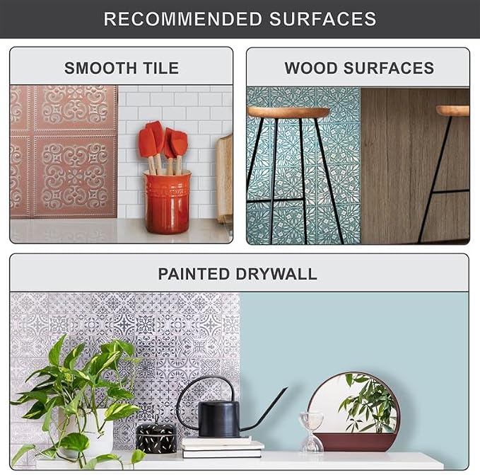 Main Street Peel and Stick Wallpaper Tiles, Patina Copper, 24-Pack | 8 x 8 in tile size, Removable, Self Adhesive, Renter-Friendly, For Kitchen and DIY Projects - Image 8