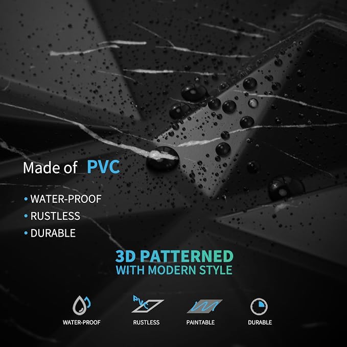 Art3d A10315BM 3D Diamond Design Paneling for Interior Decor, Living Room, TV Wall Background, Bedroom, Gaming Setup, 11.8" x 11.8", Black Marble, 33 Pack - Image 5