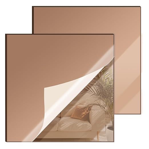 8x8 Inches Bronze Mirror Acrylic Sheet – 2 Pcs Reflective Acrylic Panel for DIY Crafts, Home Décor & More (20x20 cm) by SAKRNIC