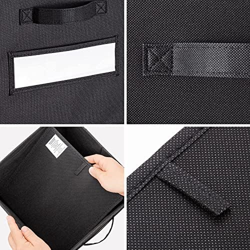 13x13x13 storage cube bins(Set of 8) Fabric storage cubes with 8 Labels Window Cards & a Pen,storage cubes 13x13,storage bin,Collapsible 13 inch cube storage bins,Cubby Organizer Boxes,Black - Image 2