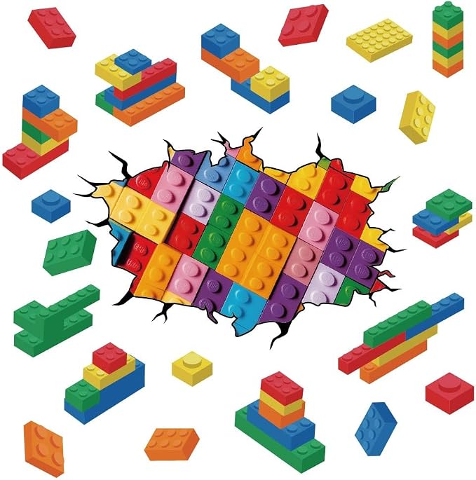 SUPERDANT Building Blocks Wall Stickers Colorful Blocks Decals Vinyl Art Decor DIY Break Through The Wall Mural for Bedroom Livingroom Decoration for Adult Use Only by SUPERDANT