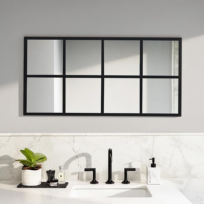 DUMOS Wall Mirror 16" x 32", Rectangle Window Pane Decorative Mirrors, Metal Framed Black Rectangle Wall Mounted Mirror for Bathroom, Bedroom, Entryway, 1 Pack - Image 6