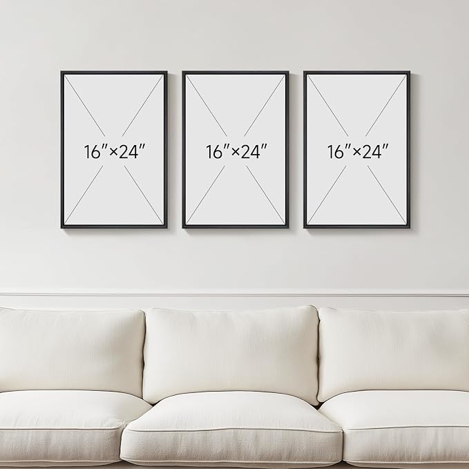 3D Textured Framed Black and White Abstract Wall Art Set of 3, 16x24 In | Solid wood frames, raised circles lines and blocks, modern minimalist wall decor for bedroom living room and dining room - Image 8