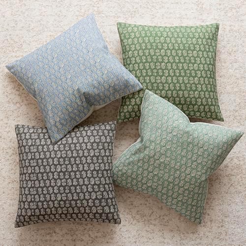 Foindtower Decorative Floral Print Throw Pillow Covers 20×20 Forest Green - Image 5
