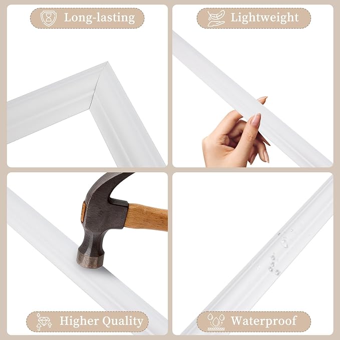 JBER Peel and Stick Wall Molding Kit, 6 Pre-Cut Wainscoting Panels | Ready-to-assemble pre-cut molding, 3D trim panels for interior wall décor, living room & bedroom, 3 top 3 bottom - Image 3