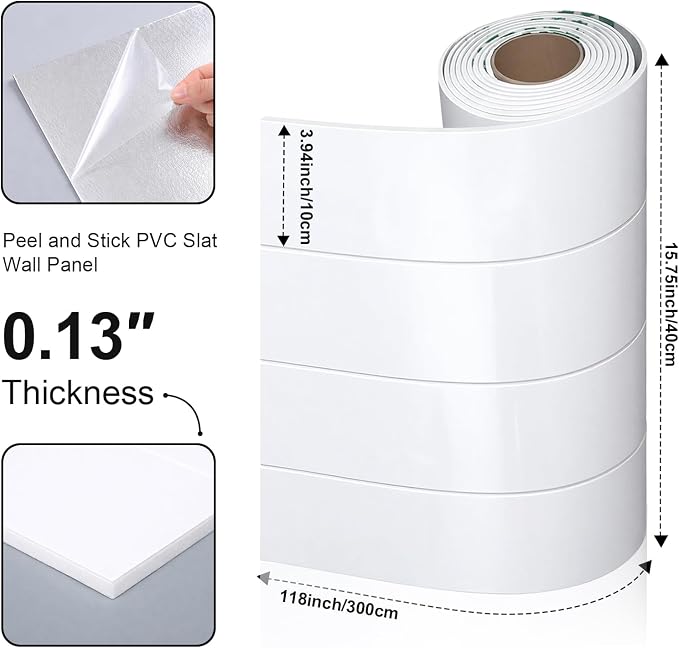 Geelin Shiplap Peel and Stick Panels for Walls Self Adhesive PVC Slat Wall 15.75"x 118" Panel Peel and Stick Wallpaper Backsplash Soundproof Wall Panels for Bedroom Living Room Decor Ceiling - Image 2