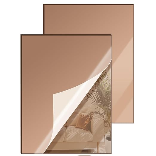 12x16 Inches Bronze Mirror Acrylic Sheet – 2 Pcs Reflective Acrylic Panel for DIY Crafts, Home Décor & More (30x40 cm) by SAKRNIC