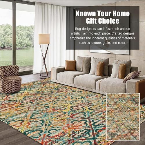 RUGSURE Washable Area Rugs, 3' x 5 ' - 1/6 Thick - Stain & Water Resistant Non-Slip - Perfect Resistant Rug for Living Room, Bedroom, Nursery, Pet & Child Friendly, Vibrant Colors Rugs, Multicolor - Image 3