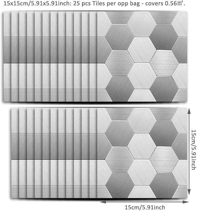 Alwayspon 25 Pcs Self-Adhesive Decal for Home Decor, Peel and Stick Wall Tile Sticker, Water-Proof Backsplash for Kitchen Bathroom, 6x6inch - Image 7