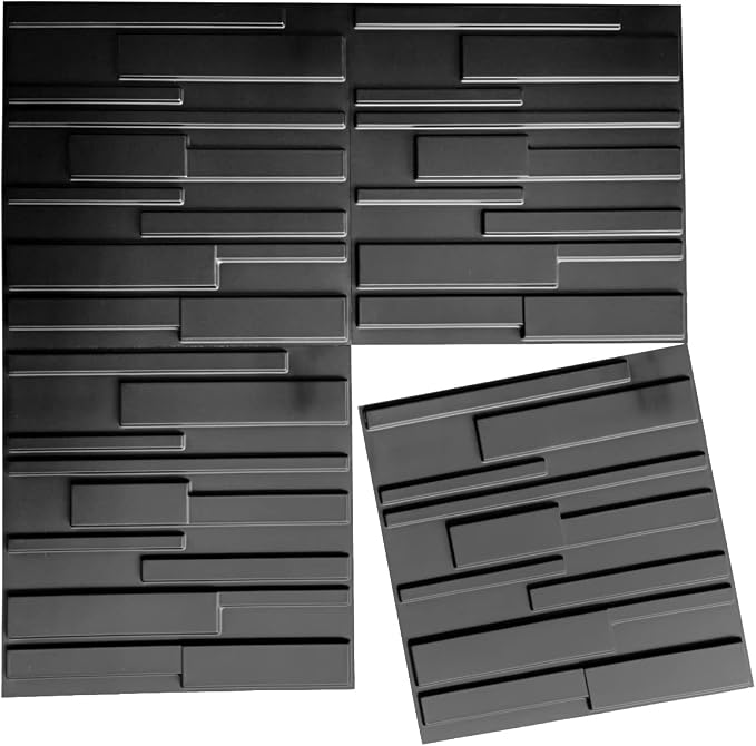 Art3d Decorative 3D Wall Panels 12 Pack 19.7" x 19.7" Creative Wall Panel for Indoor Decoration, Carbon Black - Image 6