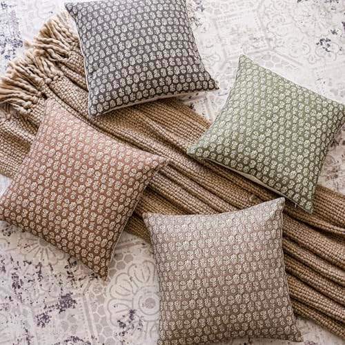 Foindtower Decorative Floral Print Throw Pillow Covers 22×22 Inch,Tan Taupe - Image 7