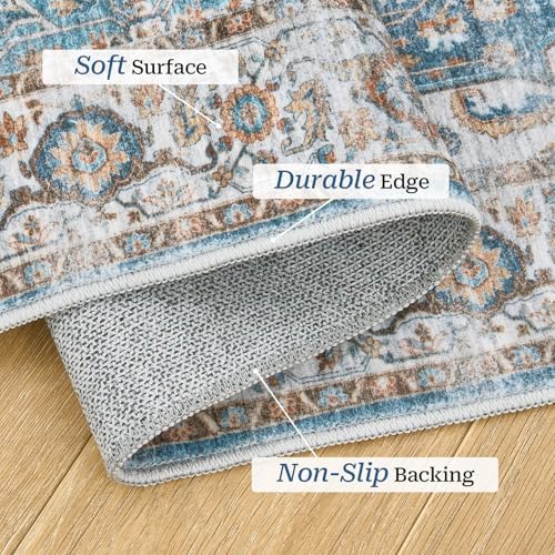 Madane Kitchen Runner 2'6''x8' Soft Rug Runners for Hallways, Navy - Image 3