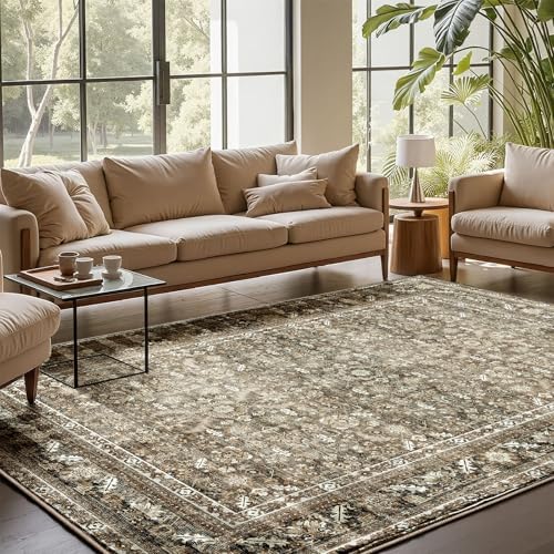 OPPODREAM Vintage Brown Area Rugs 5x7, Washable Rug for Living Room by OPPODREAM